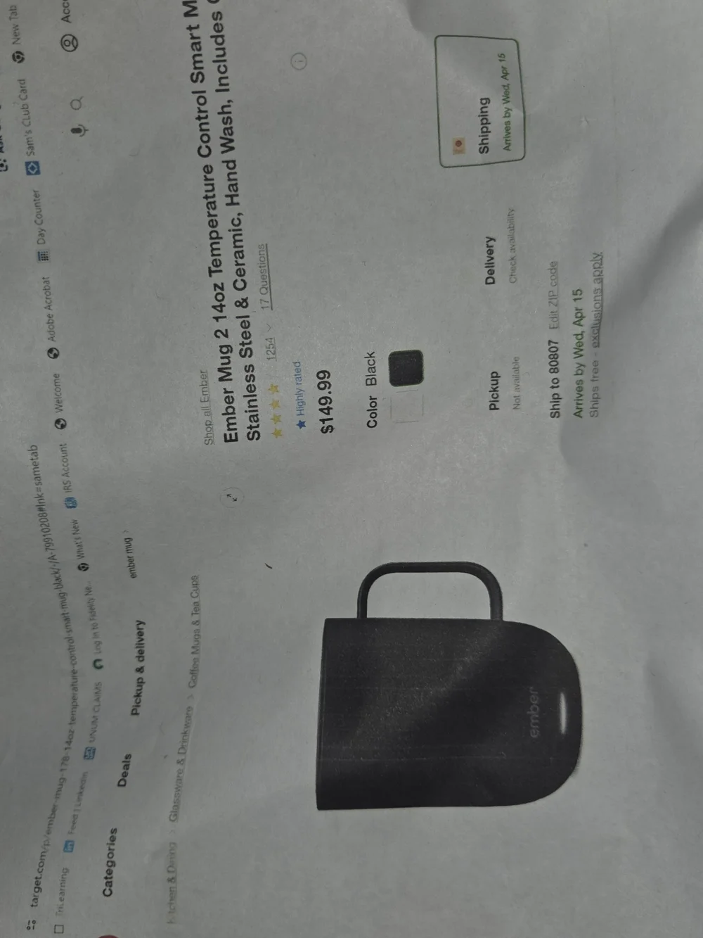 Ember MUG 2 - TARGET- Temperature Control Mug - Black